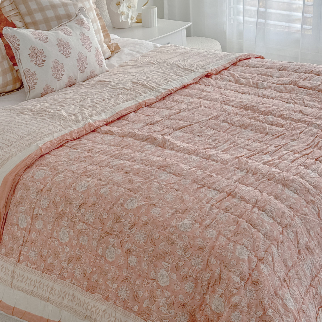 Florabelle Pink Peach Quilt